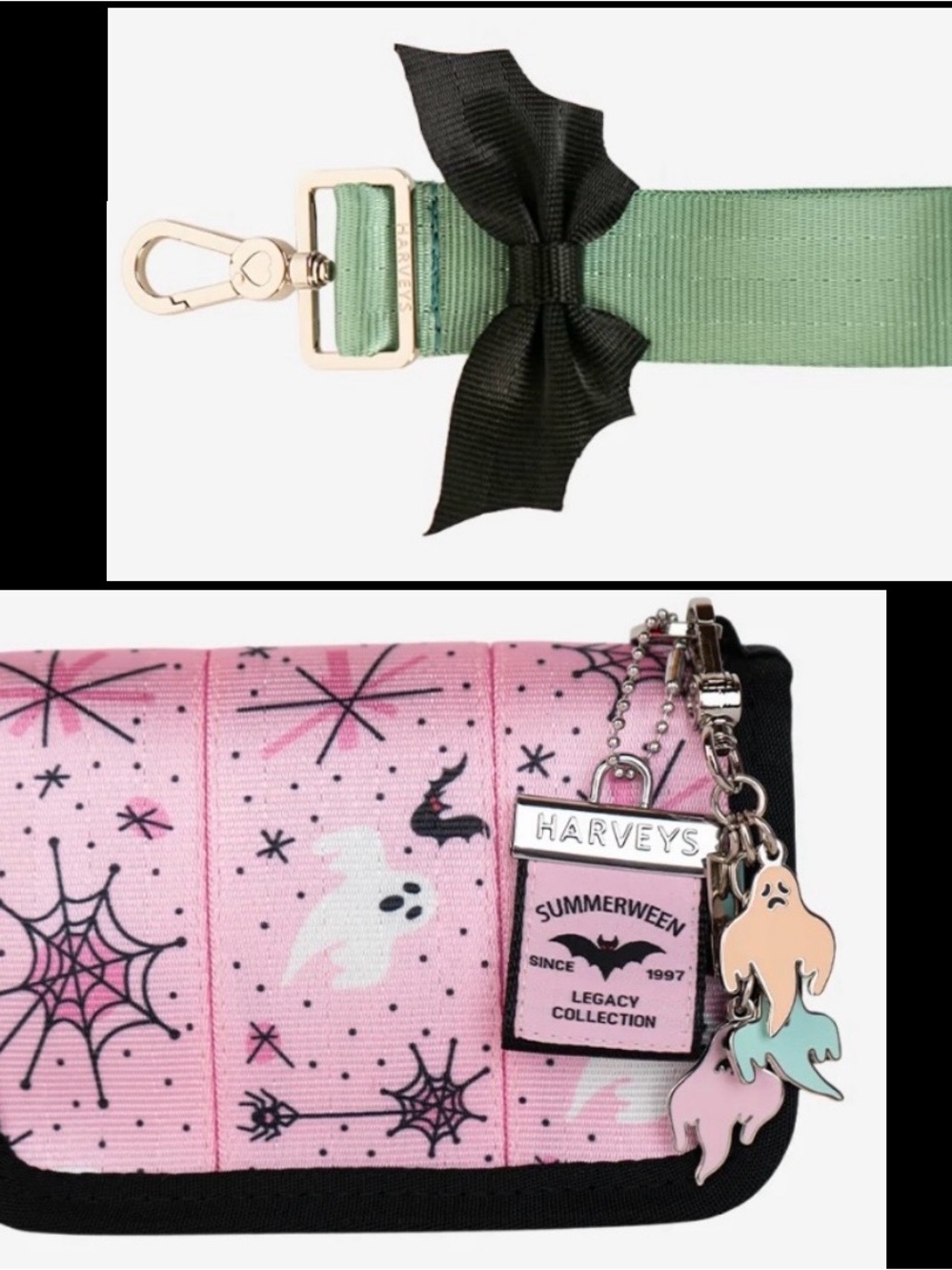 Harveys Seatbelt Summerween Pink-A-Boo Fun Size Wallet / Mint Bat Keychain / NEW
